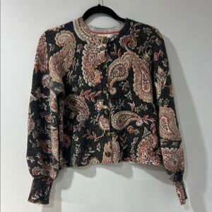 Boden Black Paisley Alpaca Blend Cardigan Size 4